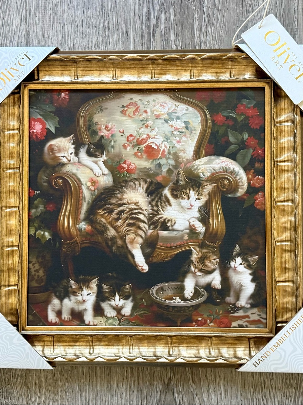 Oliver Art Floral Armchair Cats Wall Art